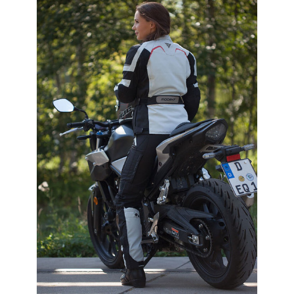 Жіночі текстильні мотоштани Modeka Elaya попелясто-чорні