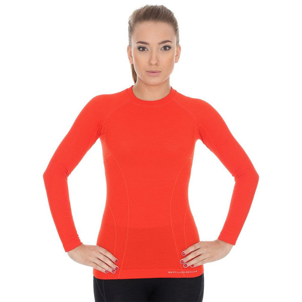 Жіноча футболка BRUBECK ACTIVE WOOL з довгим рукавом цегляний