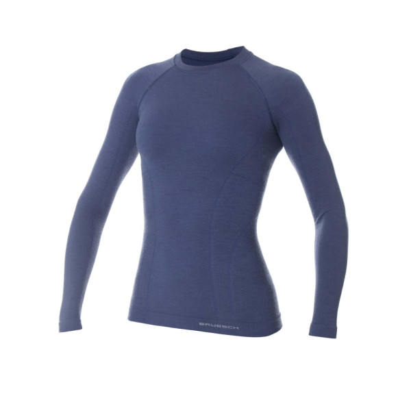 Жіноча футболка Brubeck Active Wool з довгим рукавом джинсова