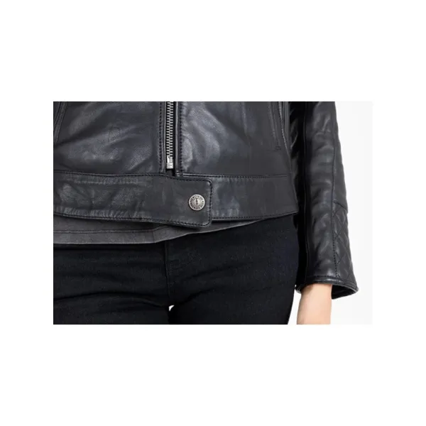 Жіноча шкіряна мотокуртка John Doe Adina чорна