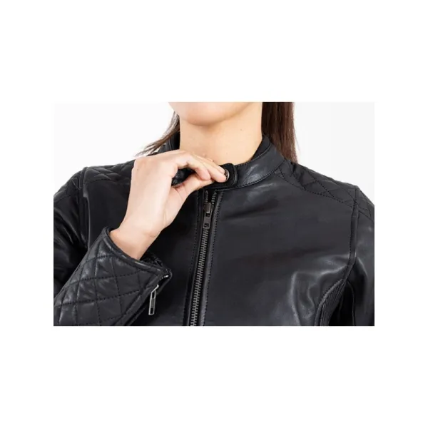 Жіноча шкіряна мотокуртка John Doe Adina чорна