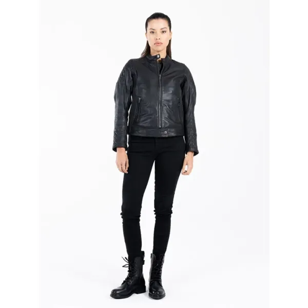 Жіноча шкіряна мотокуртка John Doe Adina чорна