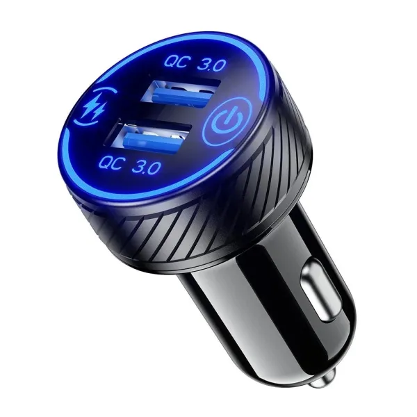 Зарядний пристрій з подвійним USB гніздом QC3.0 Biketec чорний