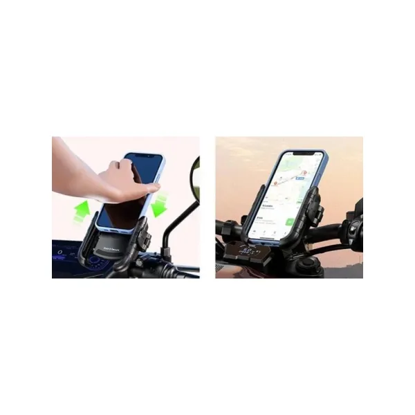 Мотоциклетний тримач для телефону Biketec Quick Lock антивібраційний, кріплення на кермо/ дзеркало чорний [Тип: R9-CLIP-PD]