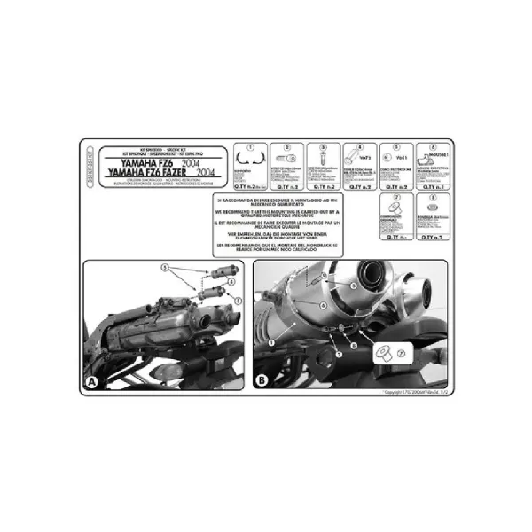 Адаптер для монтажу рамок бокових кофрів без центральної рамки KZ351 Kappa Yamaha FZ6/ 600 Fazer (04-11)