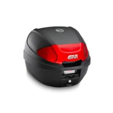 Kufer centralny GIVI E300N2B Monolock чорний з червоною вставкою плита в комплекті; об'єм: 30 літрів